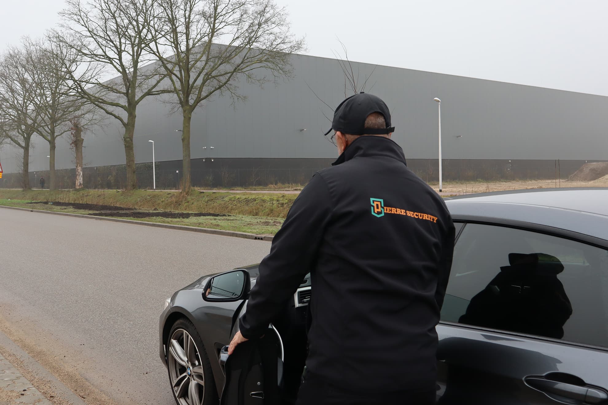 Security guard looking vigilant